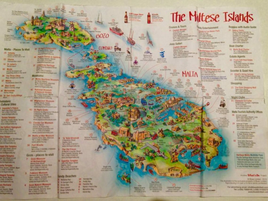 Malta, harita, görülecek yerler